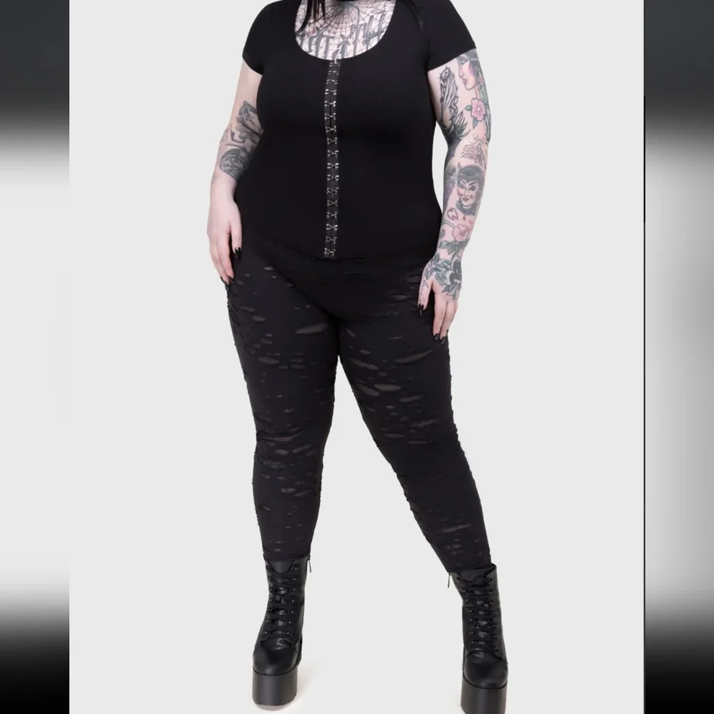 Killstar Black Distressed Leggings - Picture 4 of 5